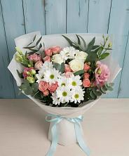 Букет цветов из:  Розы, Лизиантусы и Хризантемы в Поселке станции Бронницы