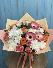 Букет цветов из:  Розы, Герберы и Хризантемы #REPLACE_PRED# Поселке станции Бронницы