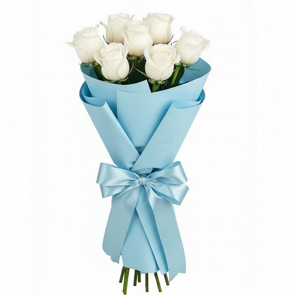 Букет 7 белых роз Проуд в Поселке станции Бронницы