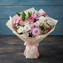 Букет цветов из:  Хризантемы, Альстромерии и Розы в Поселке станции Бронницы