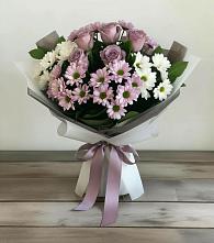 Букет цветов из:  Хризантемы и Розы в Поселке станции Бронницы