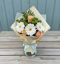 Букет цветов из:  Герберы, Розы и Хризантемы #REPLACE_PRED# Поселке станции Бронницы