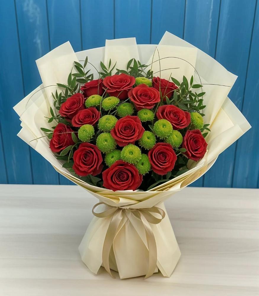 Букет цветов из: Розы и Хризантемы в Поселке станции Бронницы